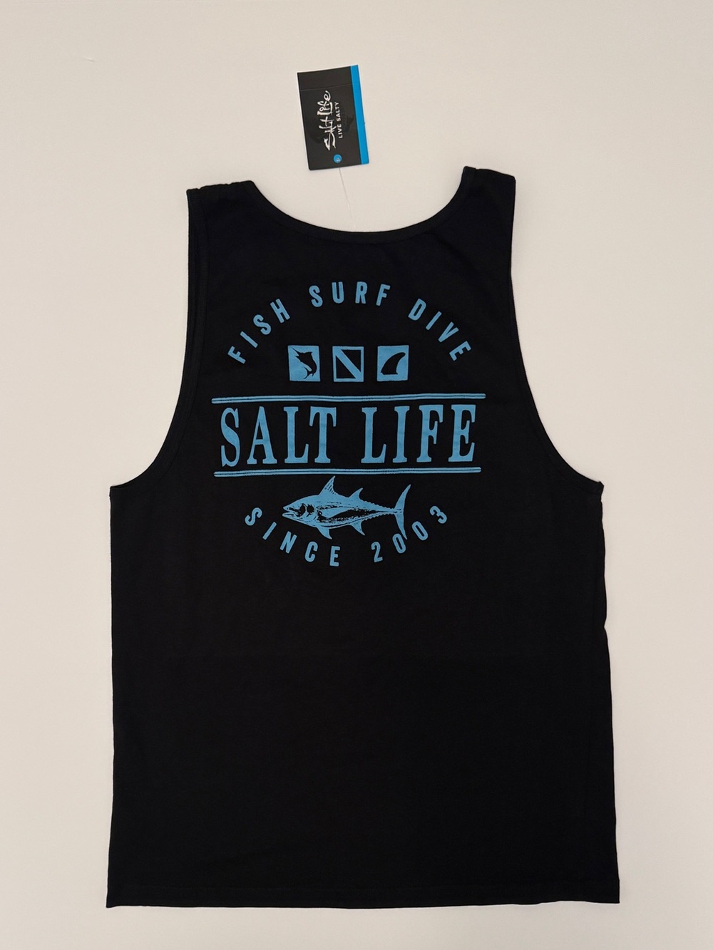 NWT Men’s Salt Life Black Tank with Blue Logo Graphics